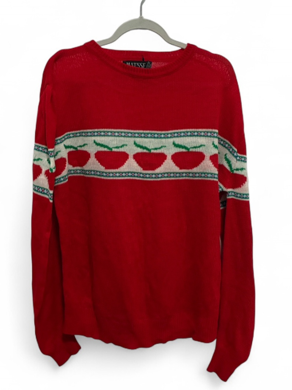 Vintage Matisse Red Apple Stripe Crewneck Sweater